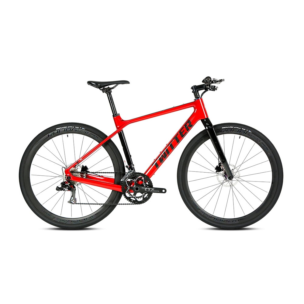 GRAVEL X - PB (Hybrid) - RS LTWOO 24 Speed - Carbon Fiber Gravel Bike - Bike Size: XS (46cm) - Color: Red