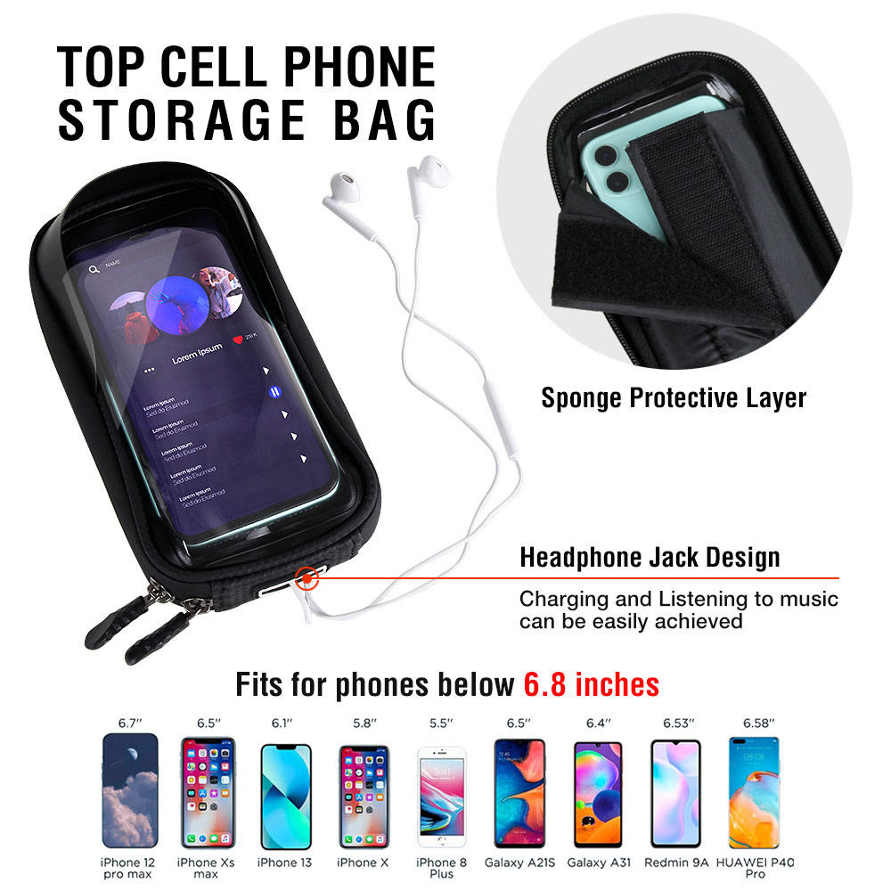 NOOYAH PR009 Top Tube Bike Bag – Waterproof Frame Bag with Phone Holder & Storage