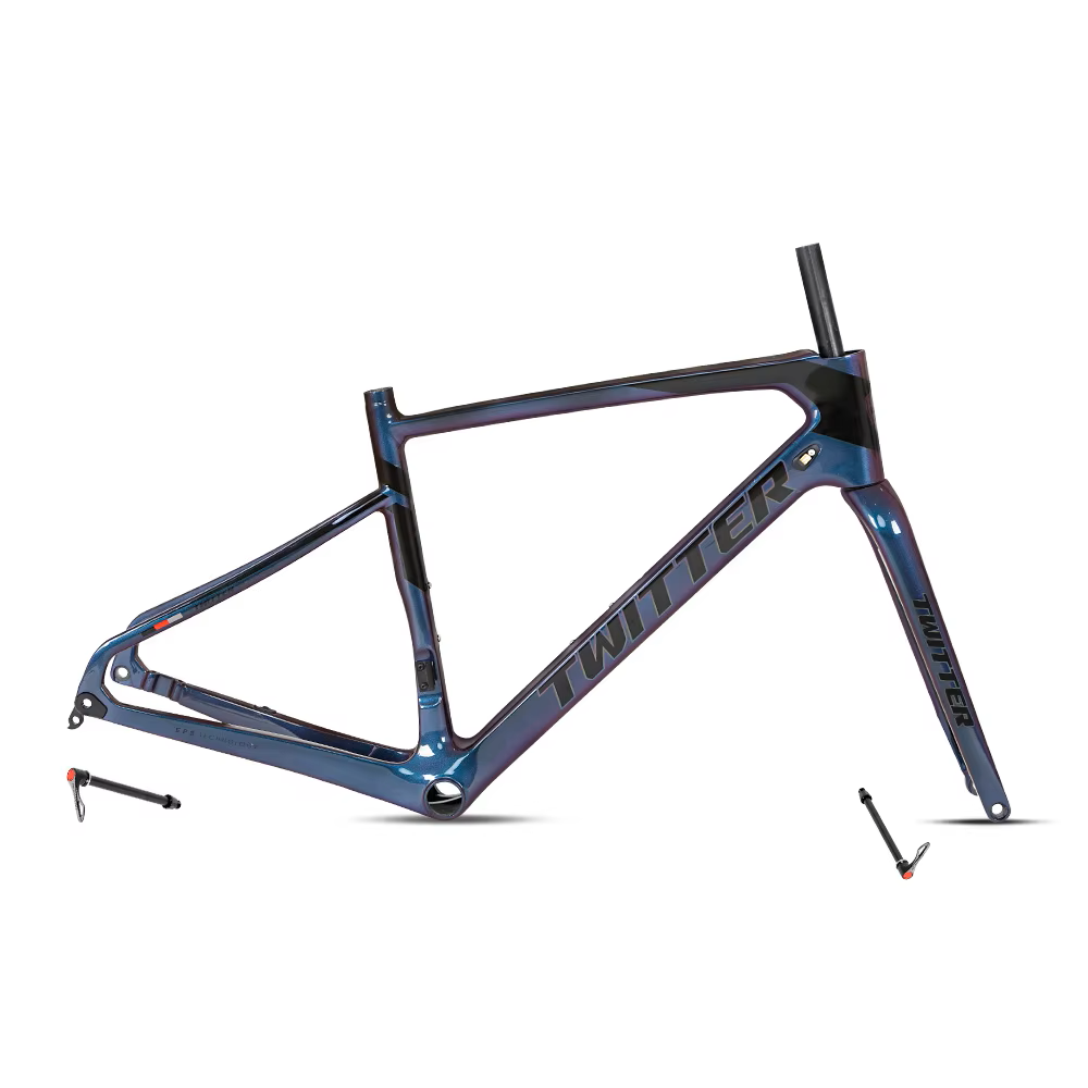 TWITTER GRAVEL Disc Carbon Road Frame Set – T800, 700C, Gravel, Full Holographic