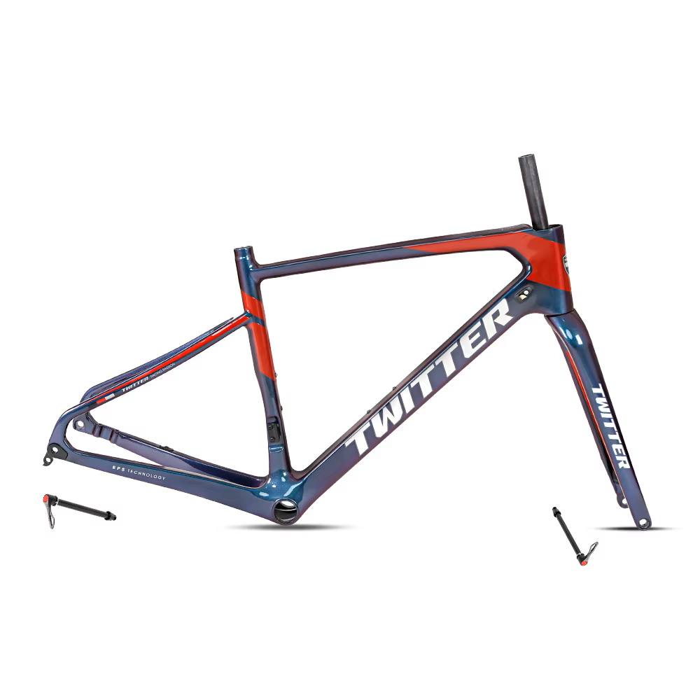 carbon fiber gravel bike frame TWITTER GRAVEL Disc Carbon Road Frame Set – T800, 700C, Gravel, Full Holographic