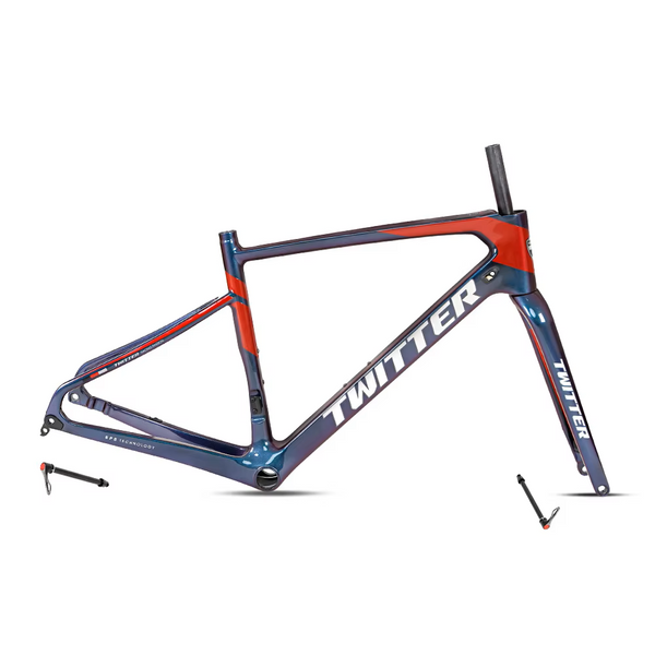 TWITTER GRAVEL Disc Carbon Road Frame Set – T800, 700C, Gravel, Full Holographic