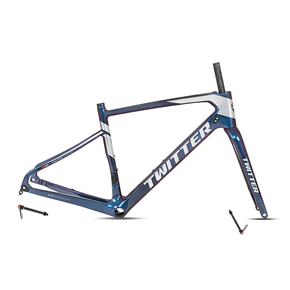 TWITTER GRAVEL Disc Carbon Road Frame Set – T800, 700C, Gravel, Full Holographic