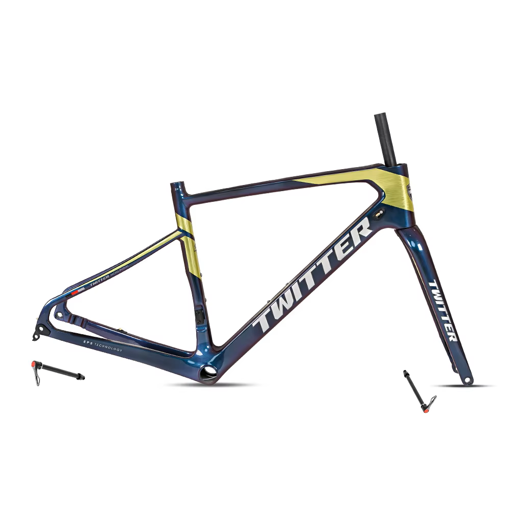 TWITTER GRAVEL Disc Carbon Road Frame Set – T800, 700C, Gravel, Full Holographic