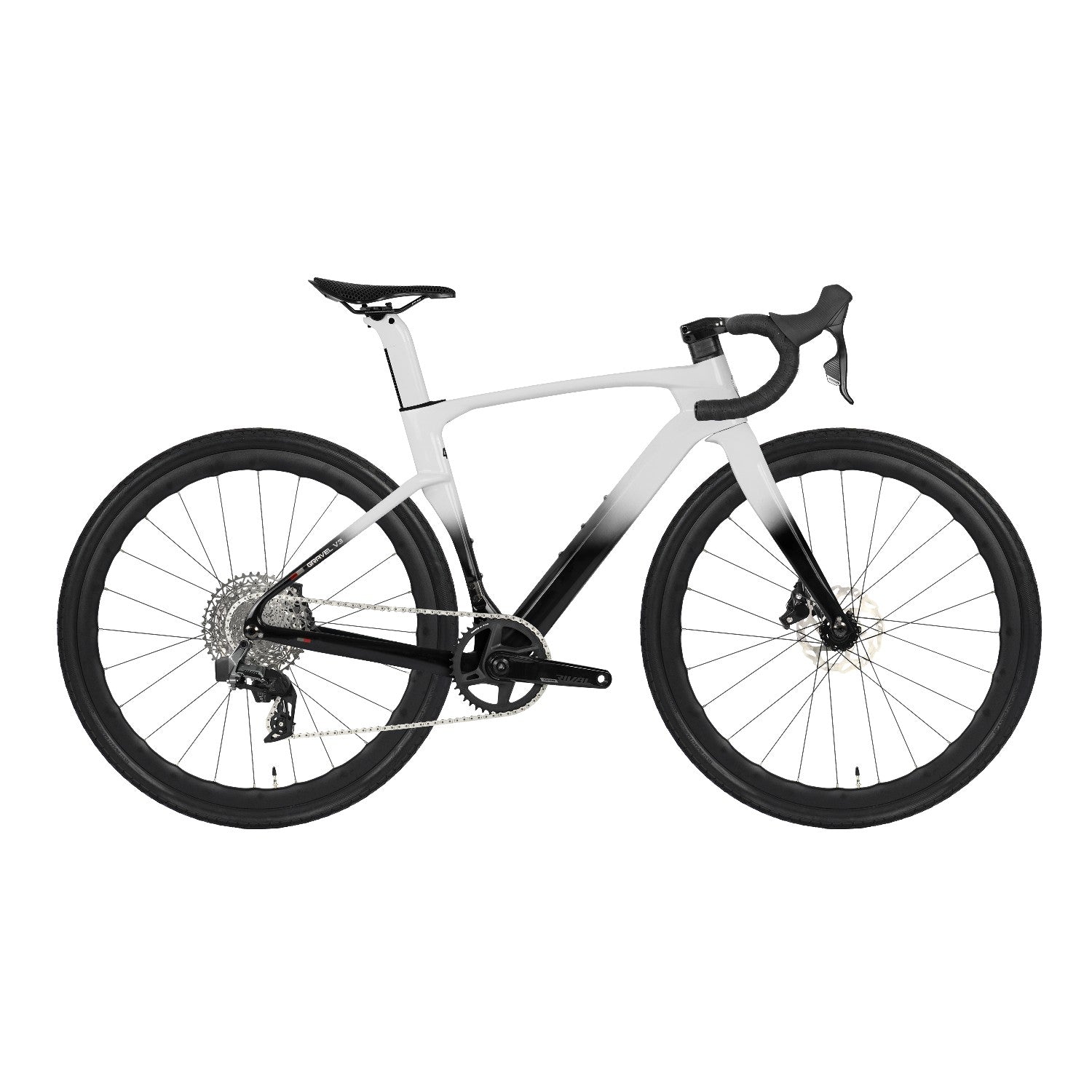 gravel bike high end Gravel V3 PRO (Premium Edition) – Full Carbon Gravel Bike SRAM eTap AXS wireless 12-speed / Black White