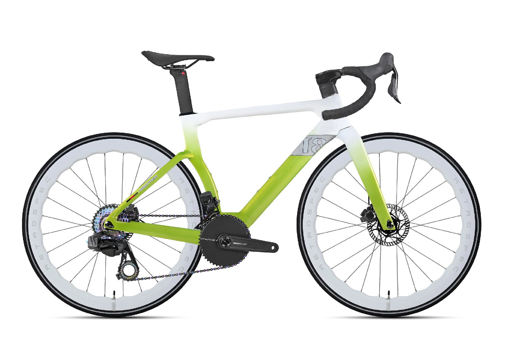 gear bicycle price T8 Carbon Road Bike Wheeltop EVO TX Wireless Electric 2*12 Speed (Wireless) / White Green