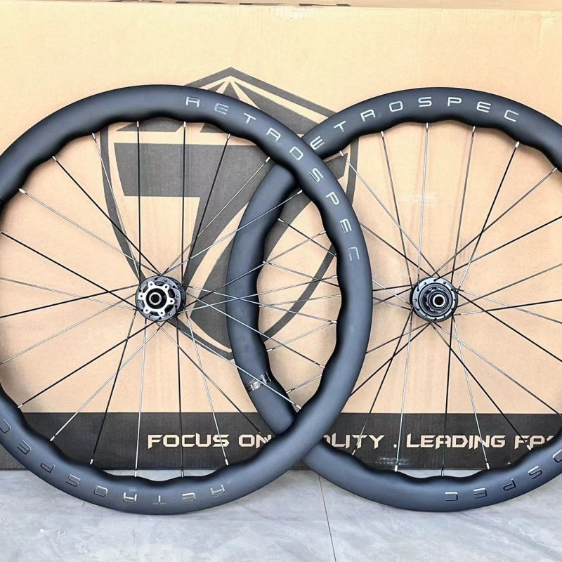 RS-H290 Wavy Carbon Road Bike Wheelset | 50mm Disc Brake Thru Axle