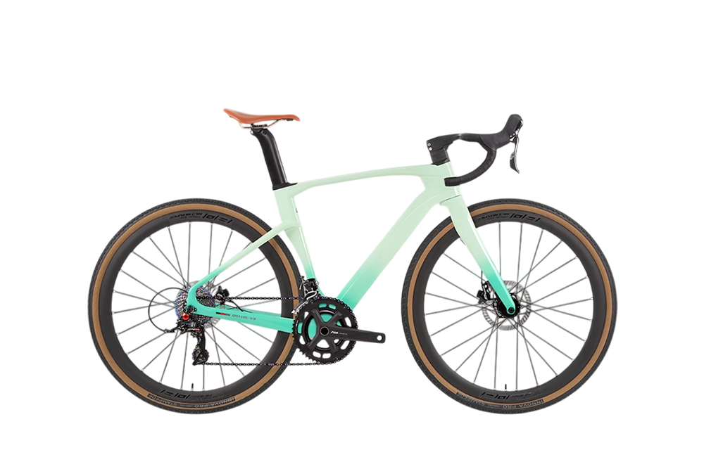 GRAVEL V3 Carbon Fiber Gravel Bike XS (45cm) Cyan Green RS SENSAH 2*12 Speed