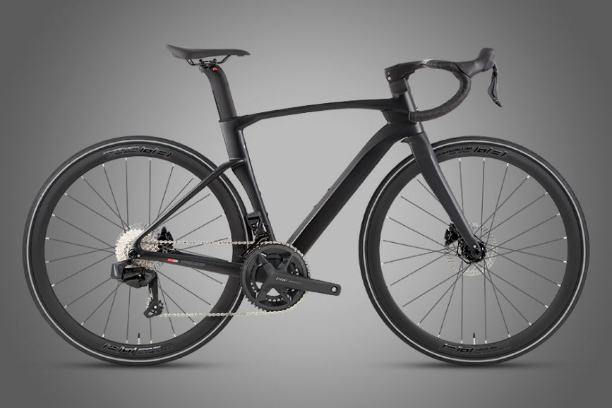 Matte-black Twitter Cyclone 3rd ET road bike shown from the drive side