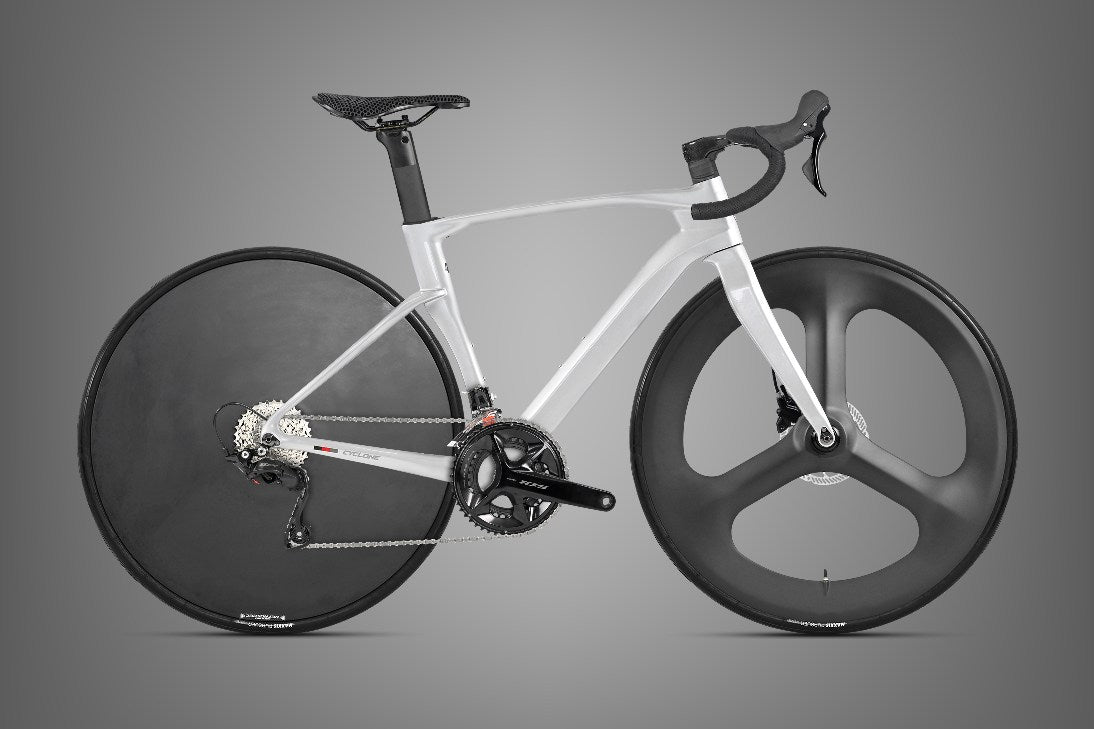 Cyclone Tri-Spoke + Disc Wheel — Silver Titanium (gray)