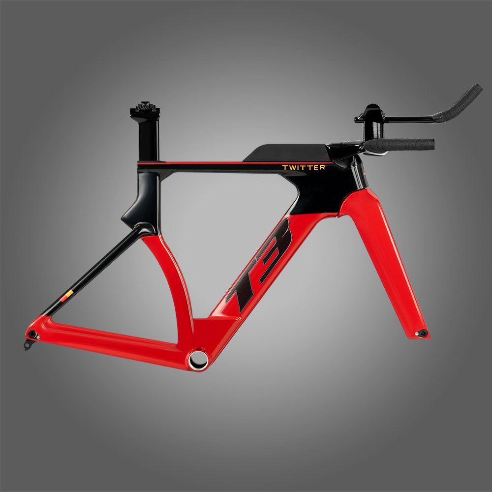 TWITTER T3 TT Carbon Triathlon Frame Set – High-Modulus Carbon, 700C, Disc, Thru-Axle, Full TT Handlebar Set + Storage Box