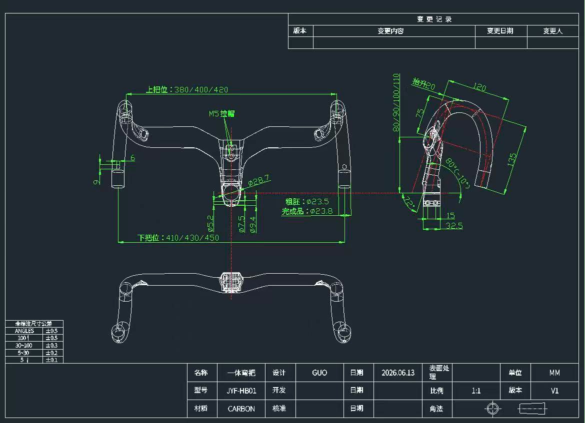 TWITTER riser integrated carbon handlebar — geometry and dimensions